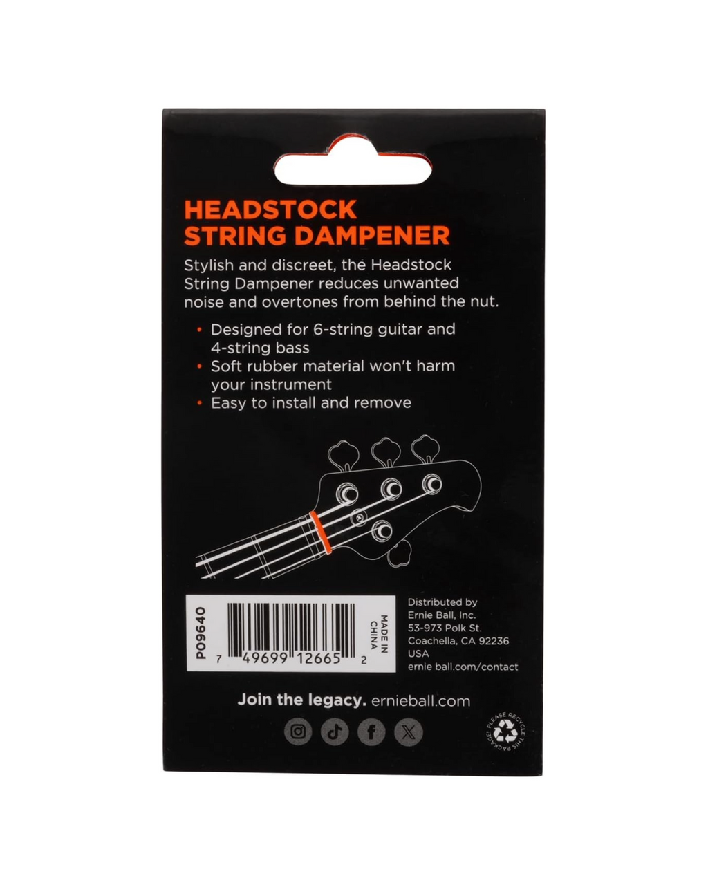 Ernie Ball String Dampener - Headstock