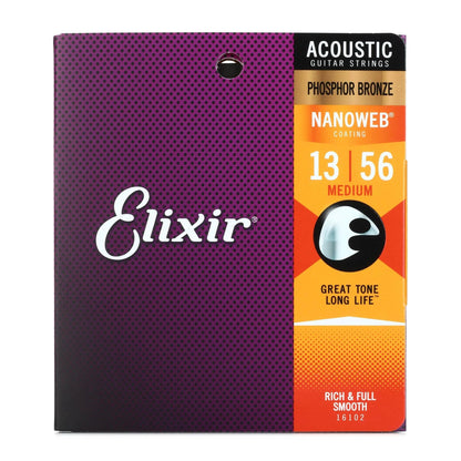 Elixir Nanoweb Phosphor Bronze Acoustic Guitar Strings