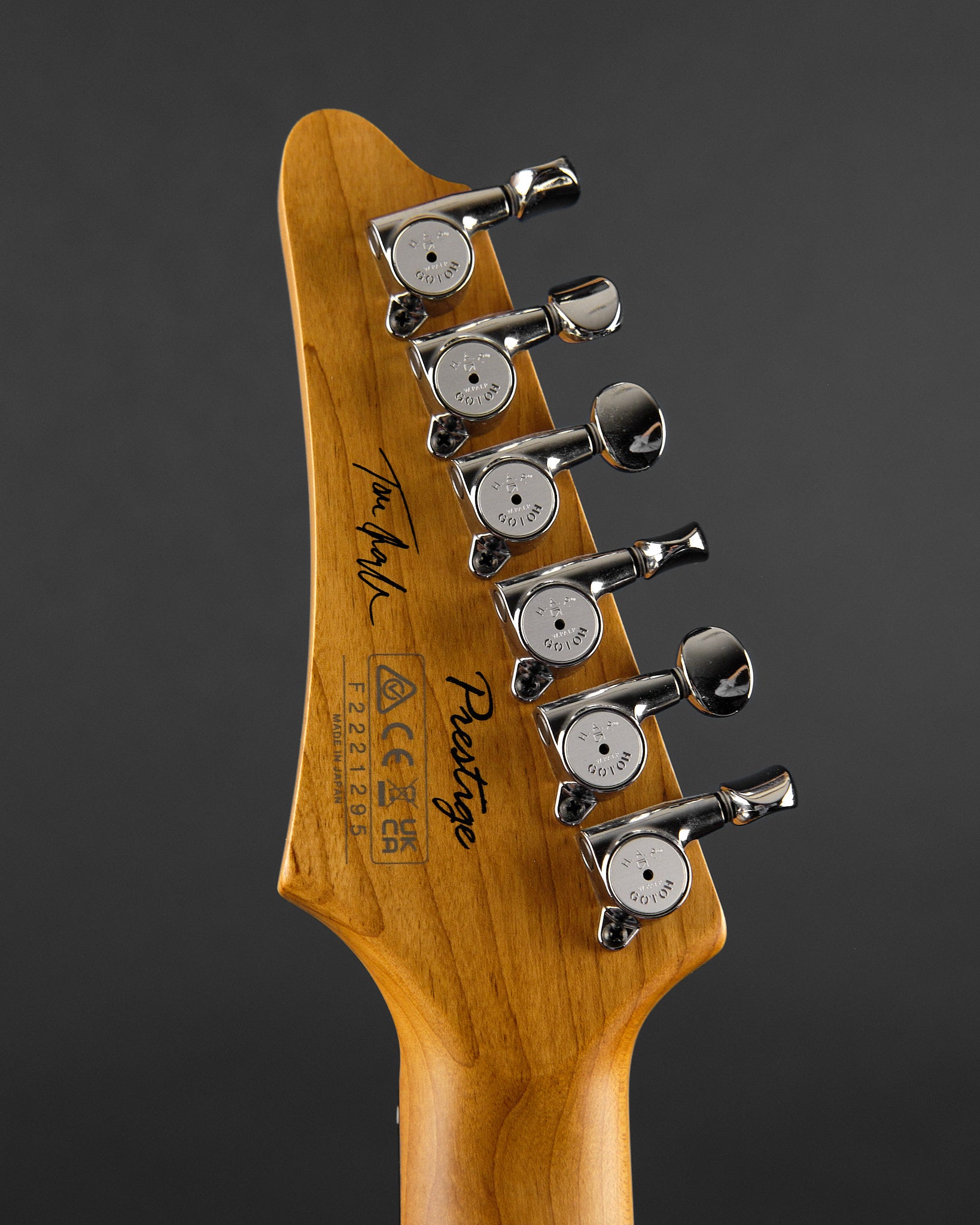 2022 Ibanez TQMS1 Tom Quayle AZ Celeste Blue - neck front | Replay Guitars