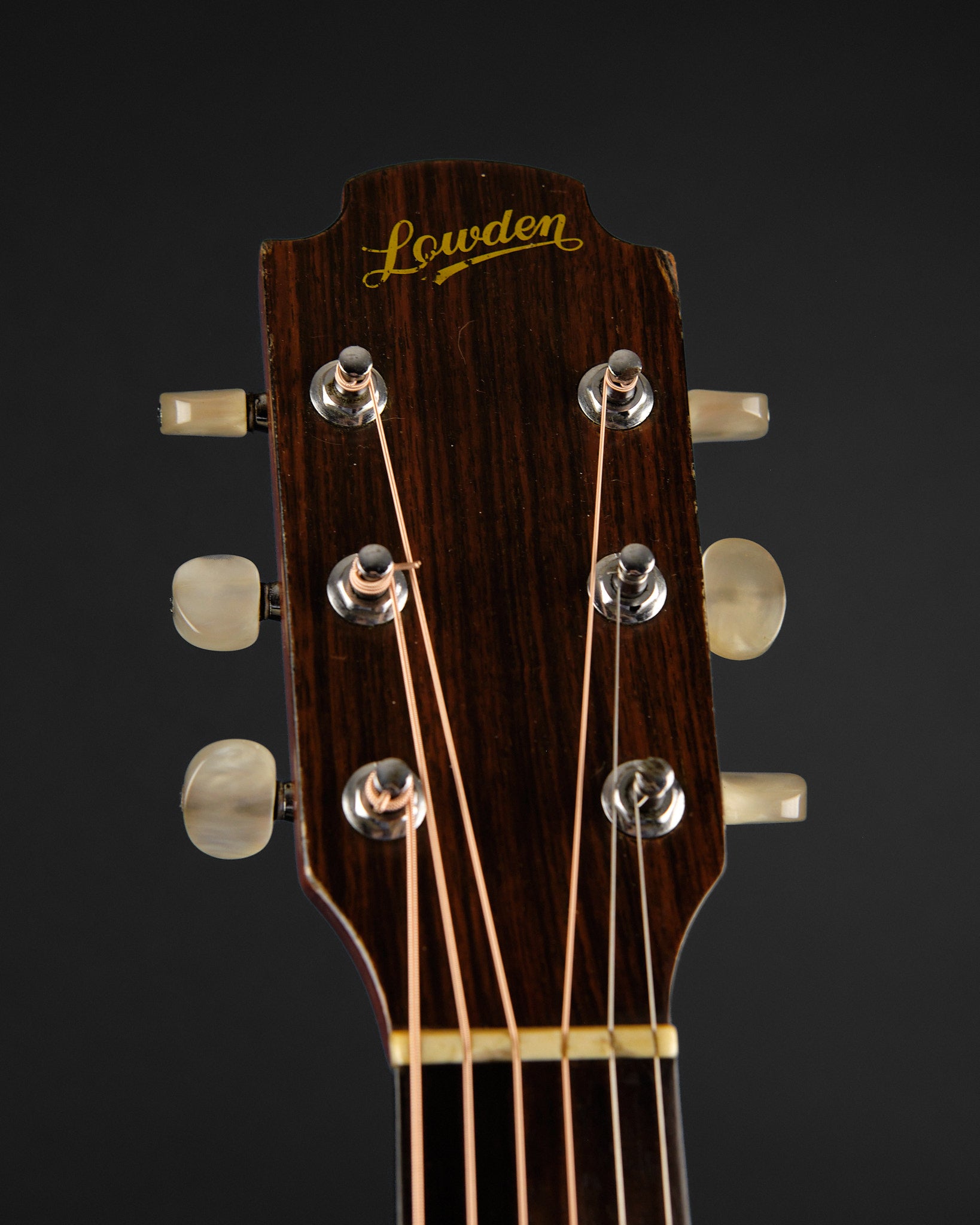 1980s Lowden S5 Natural - headstock front | Replay Guitars