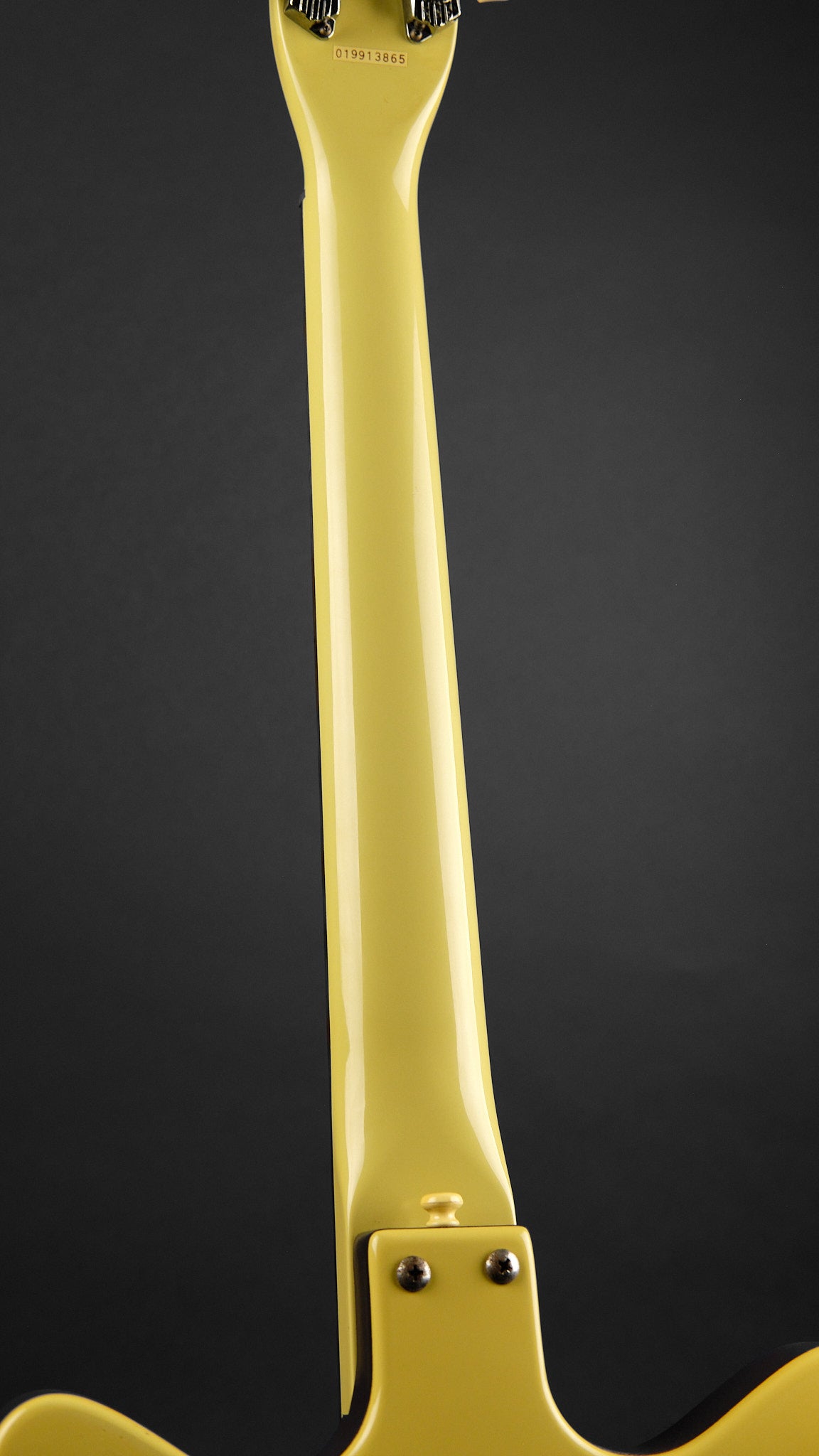 1990s Danelectro DC-59 Daddy-O Yellow - neck back | Replay Guitars