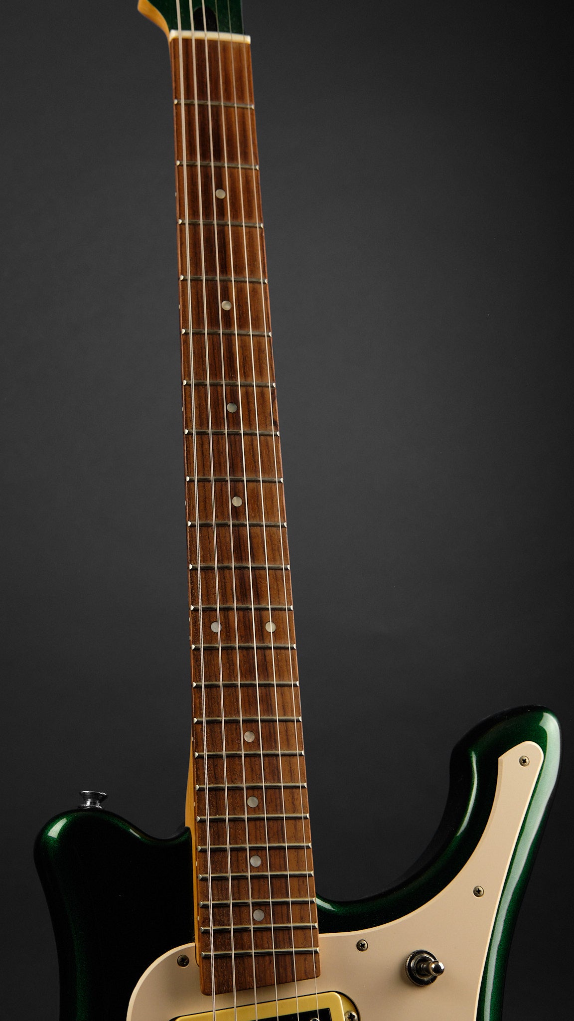 2000 Yamaha SGV-300 Flying Samurai Metallic Green - neck front | Replay Guitars