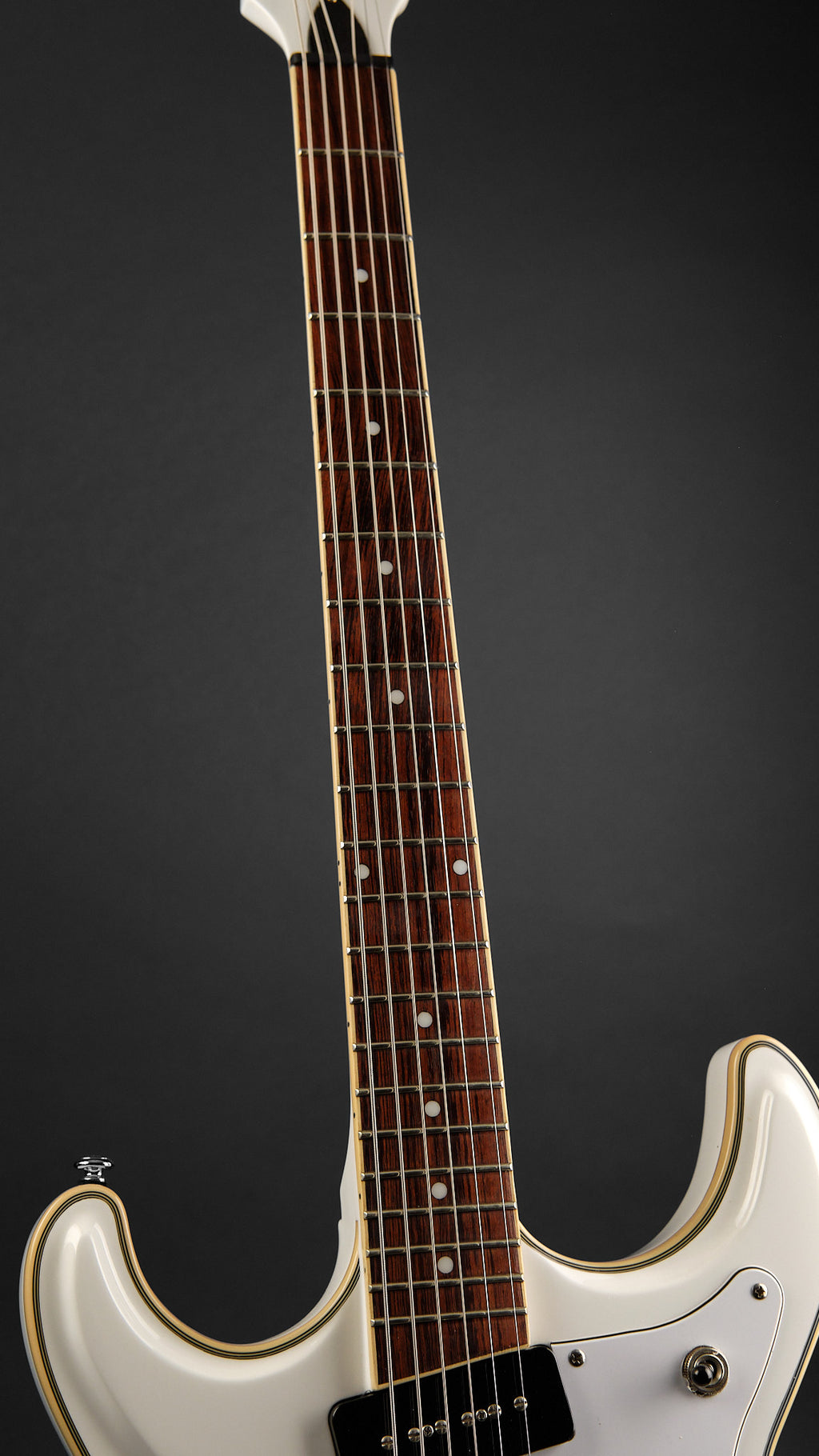 Eastwood Sidejack Baritone STD White on White (Second-Hand) - neck back | Replay Guitars