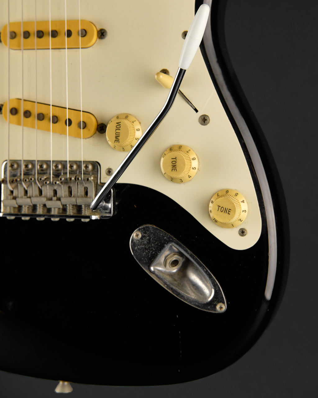 1989 Fender MIJ ST57-55 Stratocaster Black - headstock back | Replay Guitars