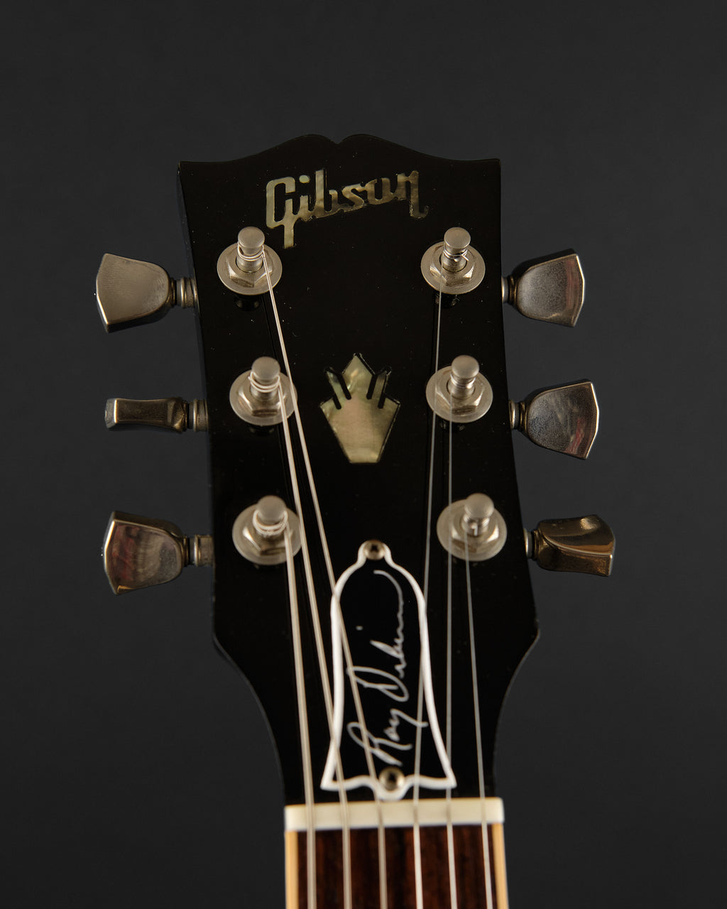 2006 Gibson Custom Shop Roy Orbison ES-335 Ebony - headstock front | Replay Guitars