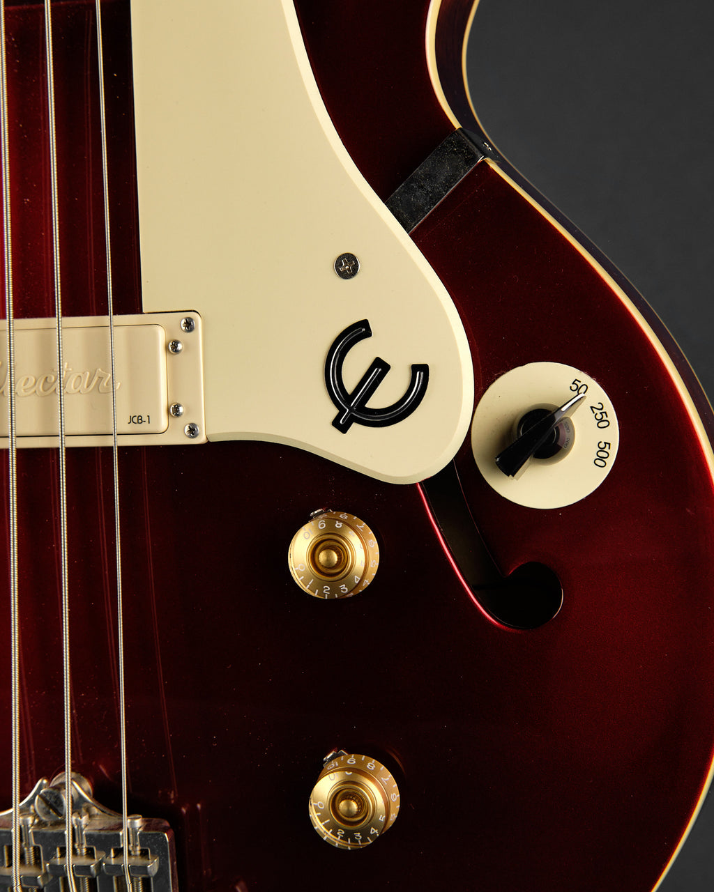 2022 Epiphone Jack Casady Bass Sparkling Burgundy - detail photo 1 | Replay Guitars