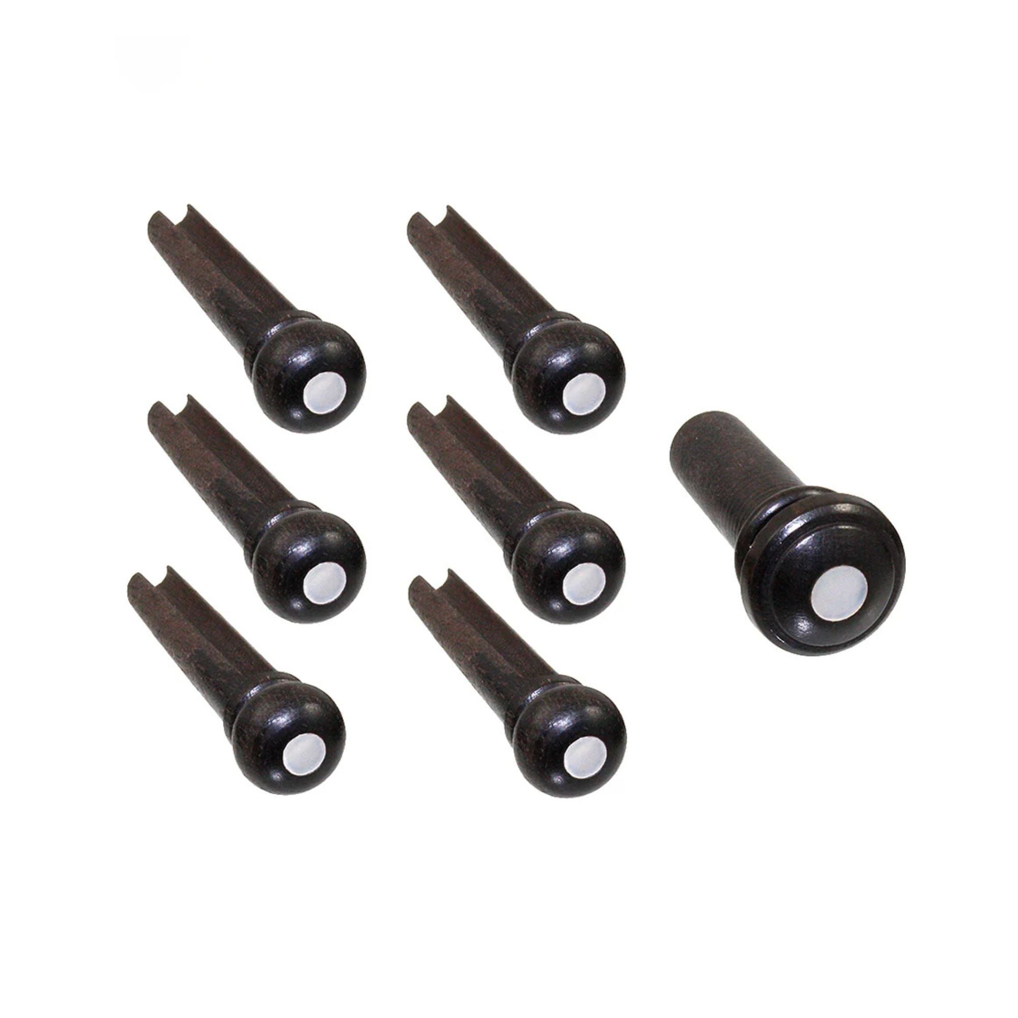Ebony Acoustic Guitar Bridge Pin with Mother of Pearl - Set of 6
