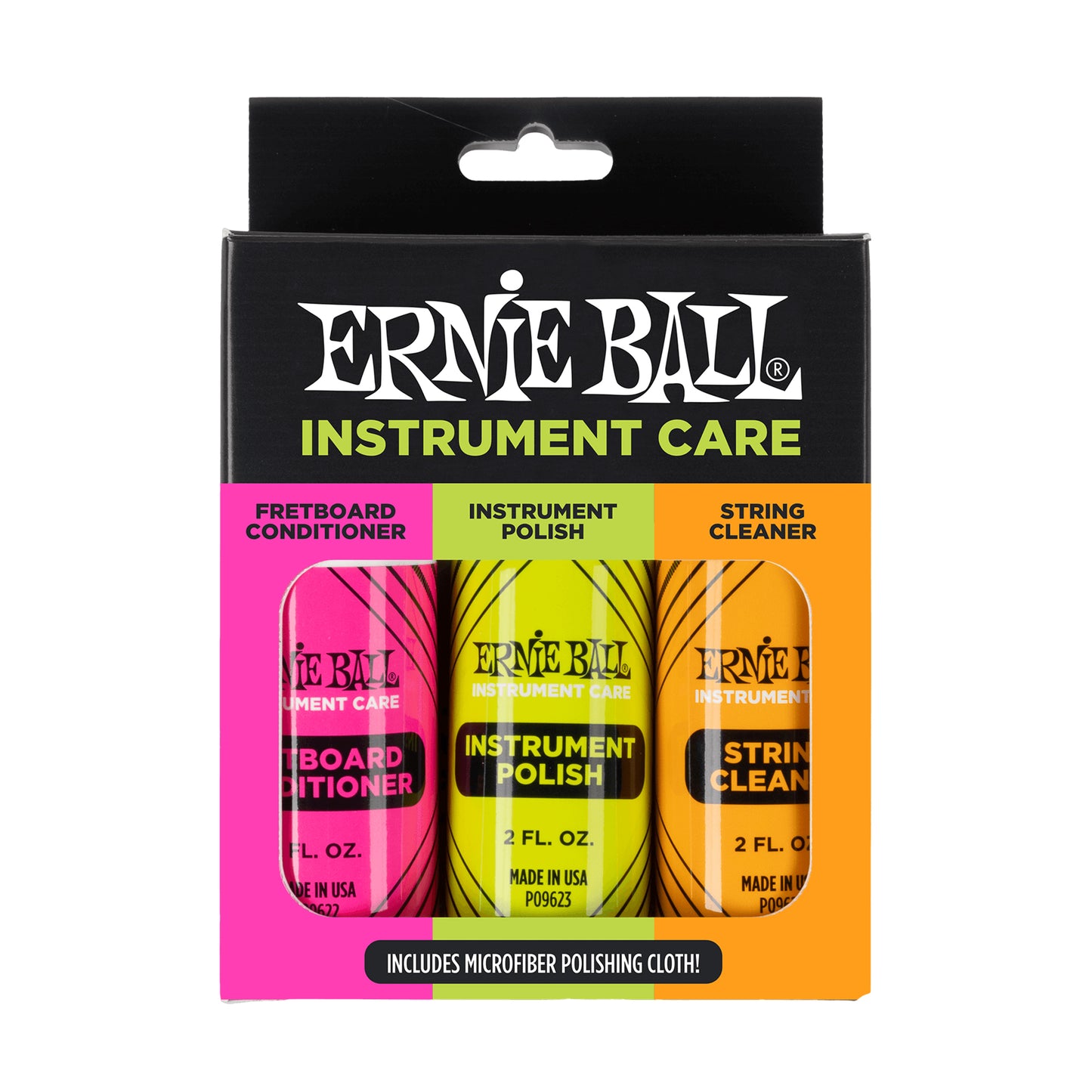 Ernie Ball Instrument Care 3-Pack Kit With Polishing Cloth