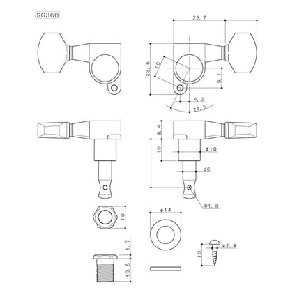 Gotoh SG360 6-in-Line Tuning Machines - Left Handed