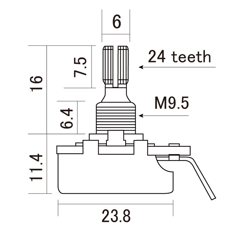 CTS 'Short' Audio Taper Pot (Split-Shaft) | Replay Guitars